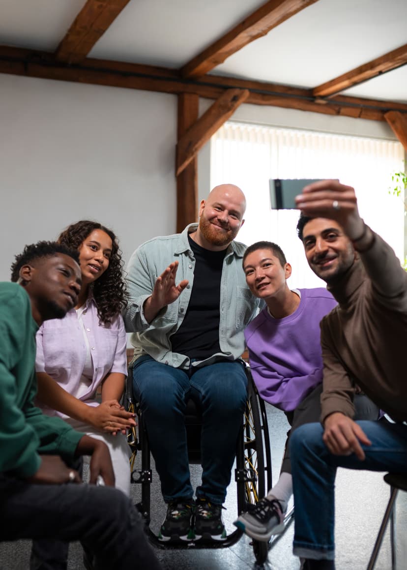 Care team helping client