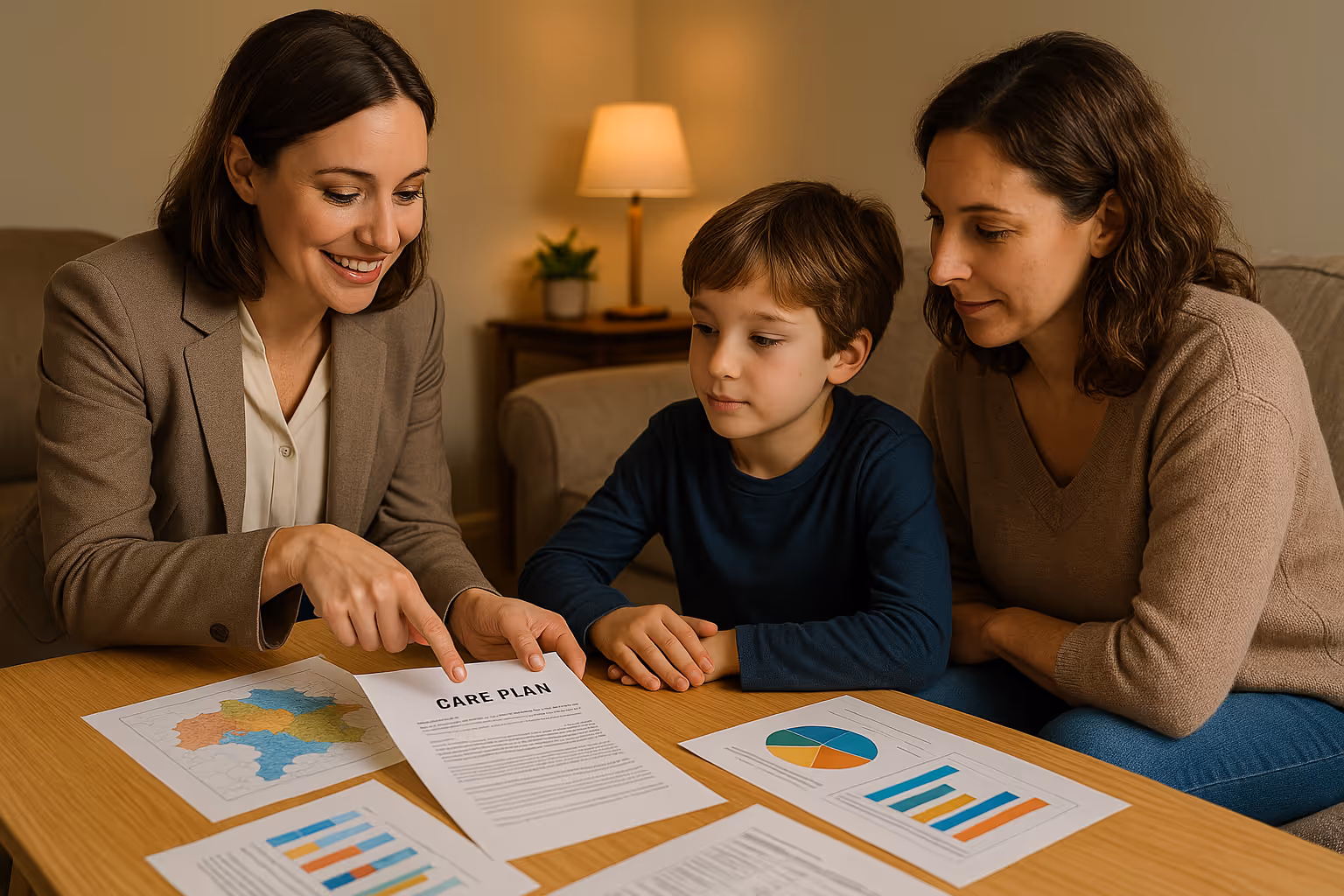 Support Worker Explaining with client and family